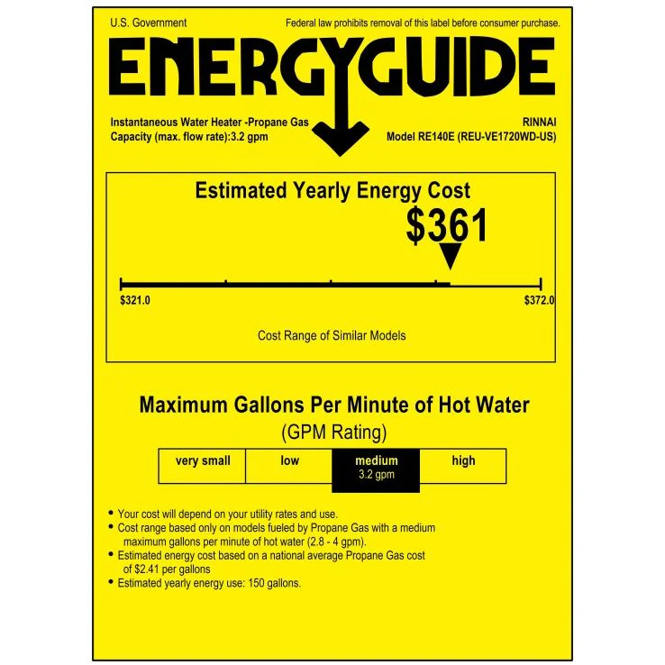 Rinnai RE140eN High Efficiency Non Condensing Outdoor Natural Gass Tankless Water Heater - Image 3