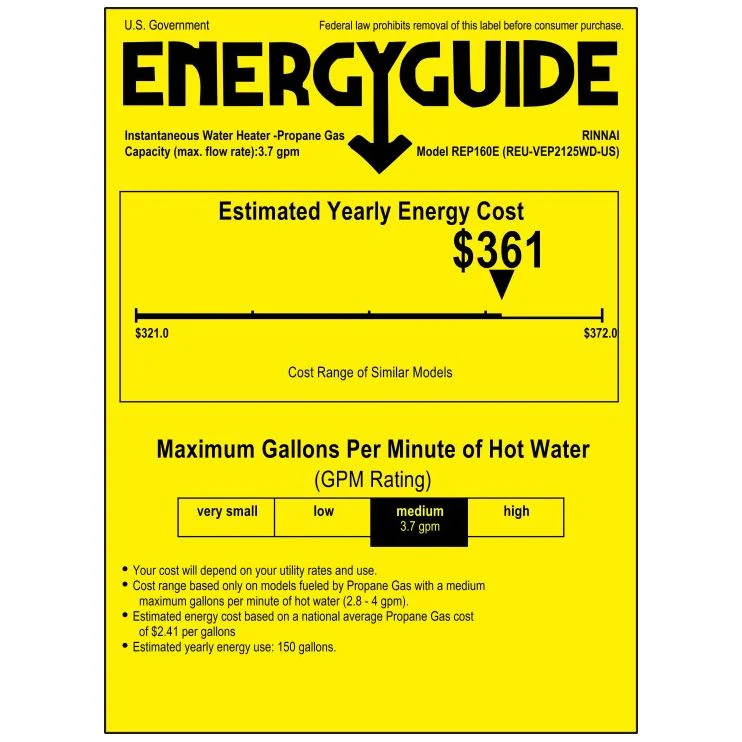 Rinnai REP160eP High Efficiency Non Condensing Tankless Water Heater With Built-in Recirculation Pump. - Image 3